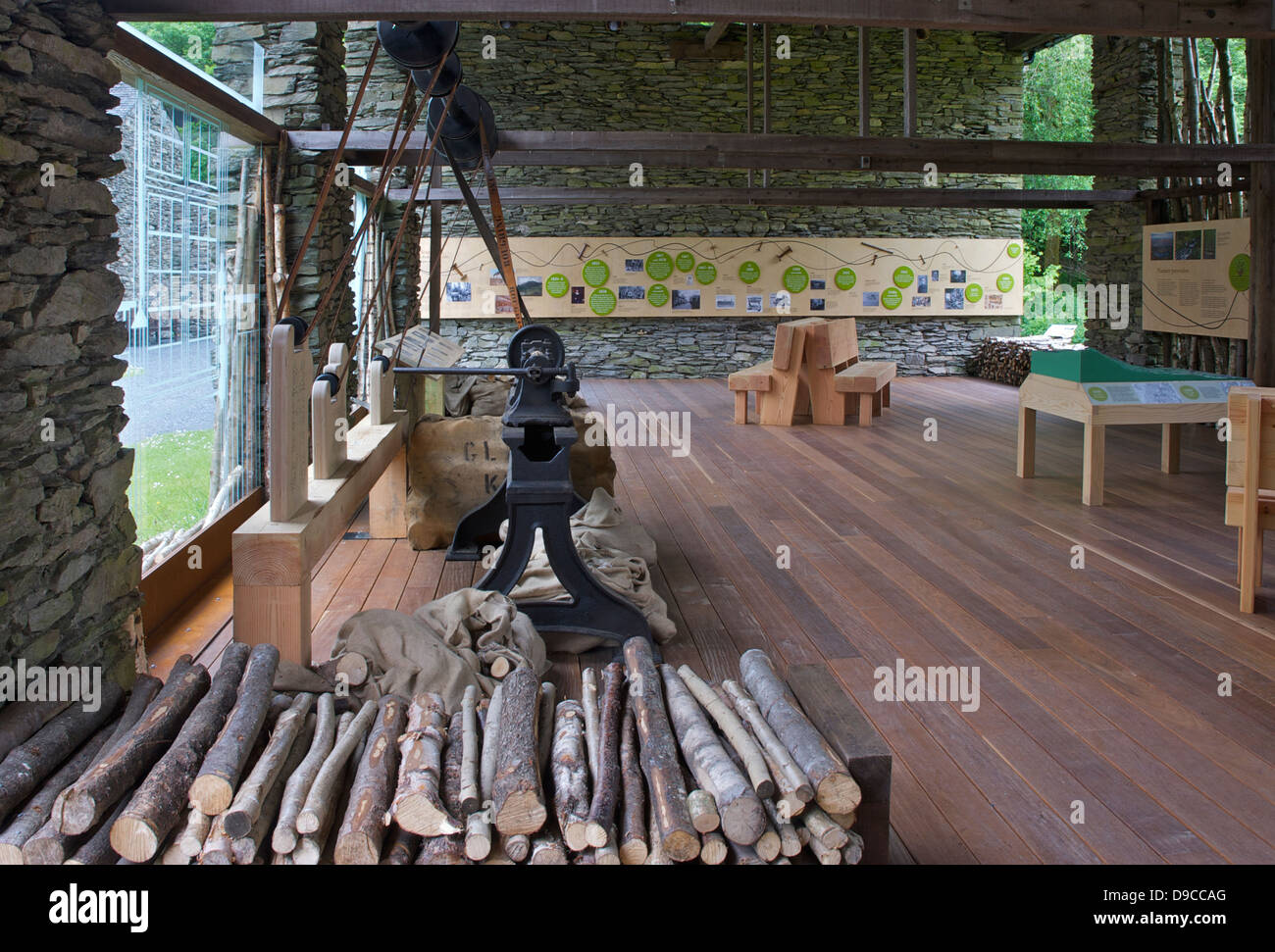 Exposition au parc de Stott, Moulin de canette Finsthwaite, South Lakeland, Parc National de Lake District, Cumbria, Angleterre, Royaume-Uni Banque D'Images