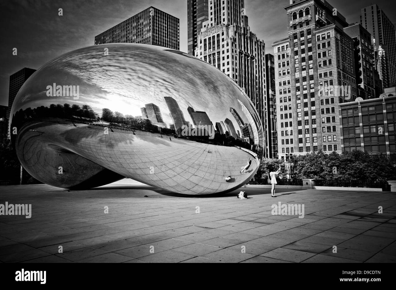 Cloud Gate en noir & blanc - Chicago, États-Unis Banque D'Images