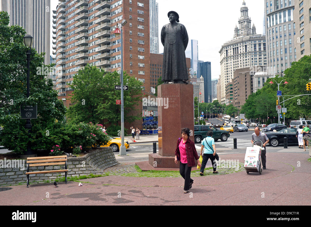 Kimlau Square - Lin Xu Ze Statue - Chinatown - New York City Banque D'Images