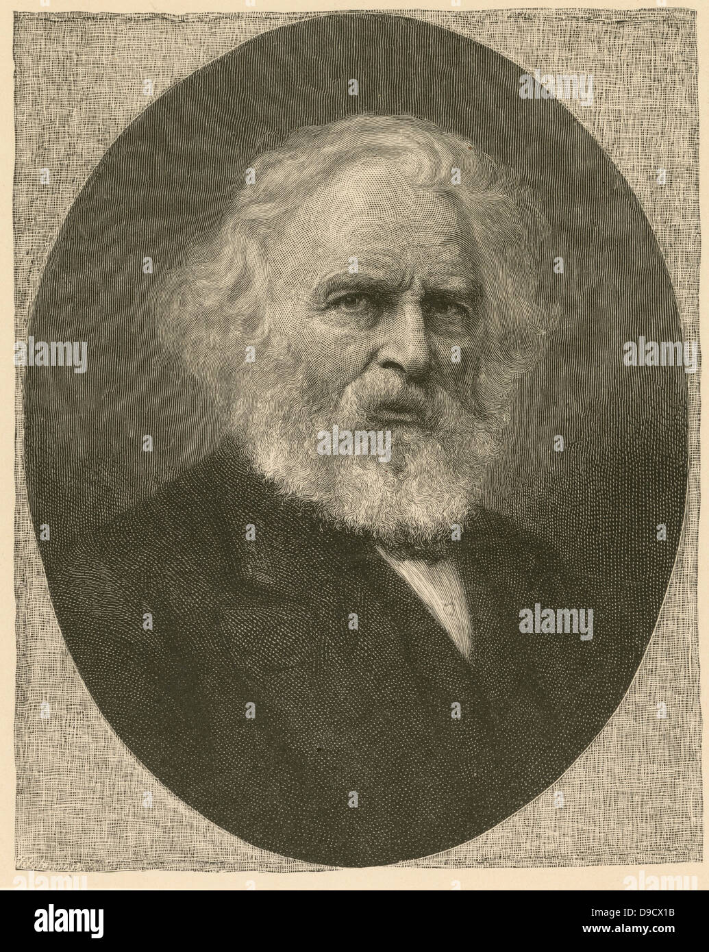 Henry Wadsworth Longfellow (1807-1882) poète américain. L'un des New England Fireside poètes qui inclus Lowell, Whittier et Holmes. Également appelé foyer ou classe de poètes, leur style était populaire et classique. Gravure 1883. Banque D'Images