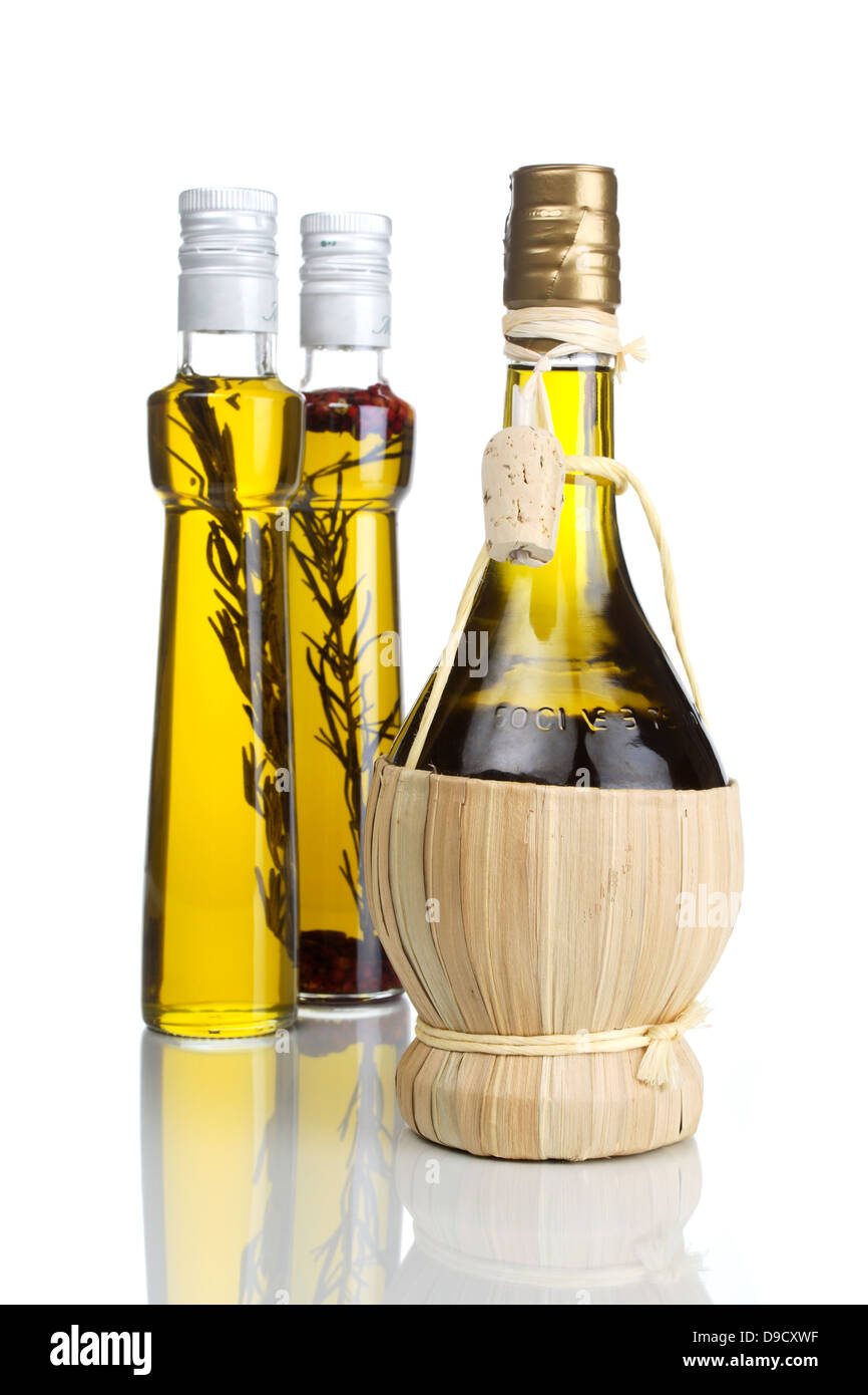 Bouteilles d'huile d'olive Banque D'Images
