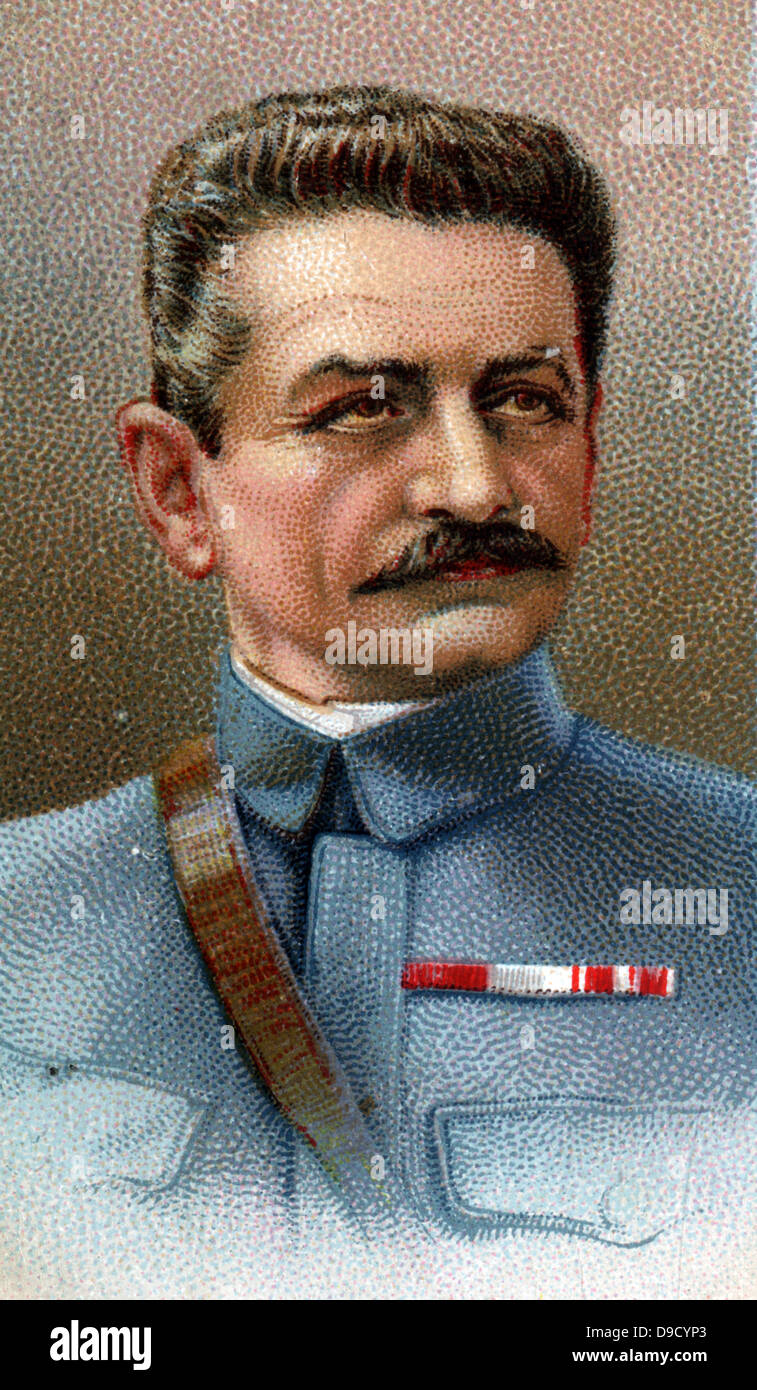 Le général Charles Emmanuel Marie Mangin (1866-1925) soldat français. L'infanterie française commandée à la victoire française de Verdun en 1916 dans la Première Guerre mondiale. Blessé au moins cinq fois en 1917. Chromolithographie. Banque D'Images