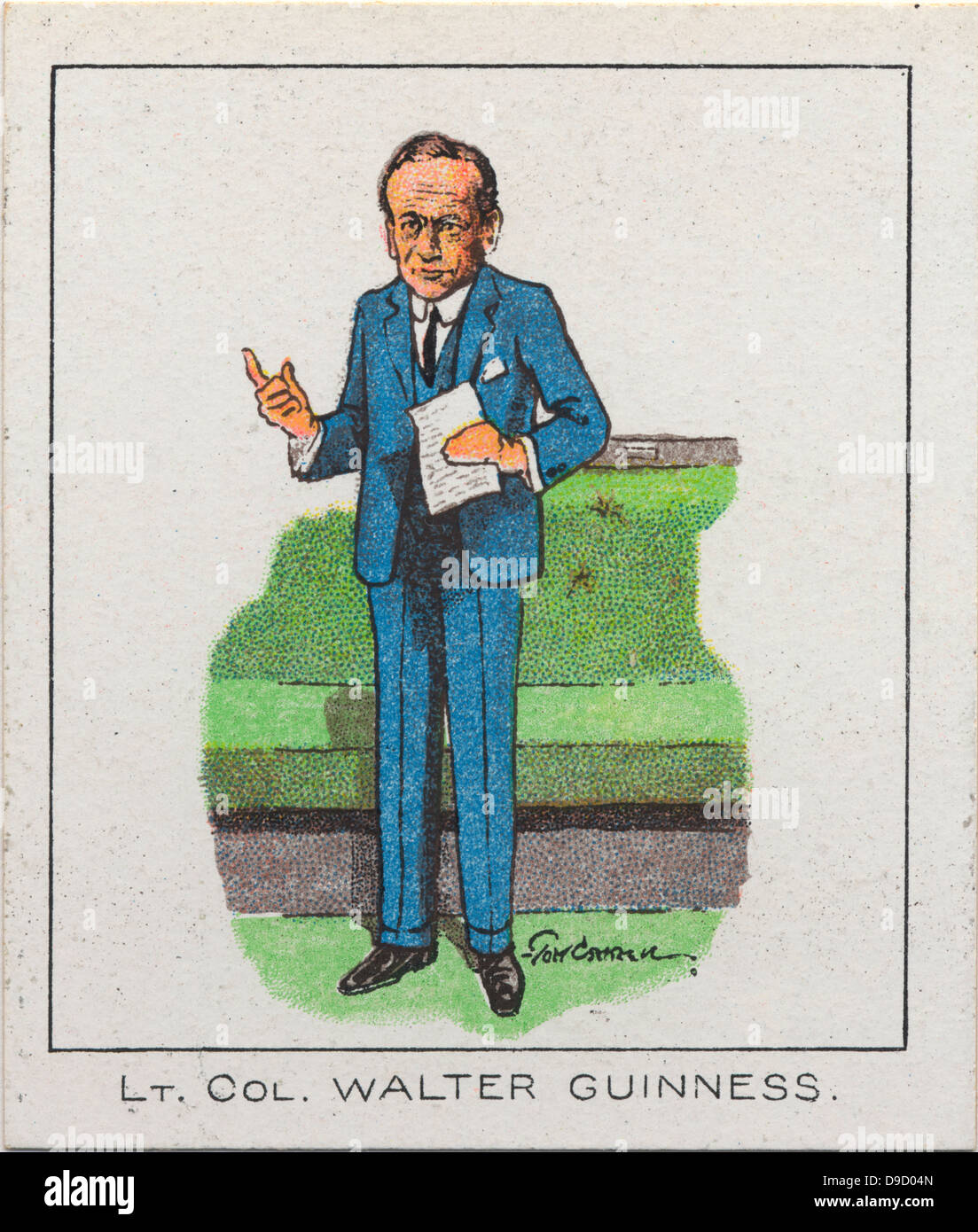 Walter Guinness, 1er baron Moyne (1880-1944) Homme d'affaires et homme politique conservateur anglo-irlandais. Ministre d'État britannique au Moyen-Orient. Assassiné par des militants du groupe Ziionist Juif Lehi (groupe Stern). Chromolithographie 1929. Banque D'Images