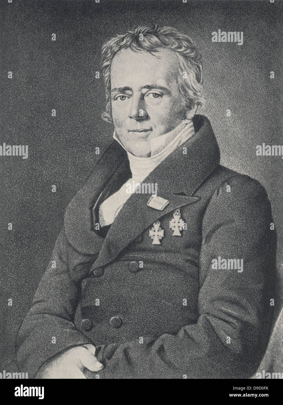 Hans Christian Oersted (1777-1851), chimiste et physcist danois qui ont observé le mouvement de l'aiguille d'une boussole lors d'un courant et d'éteindre l'électricité, aussi la découverte de l'électromagnétisme. Banque D'Images