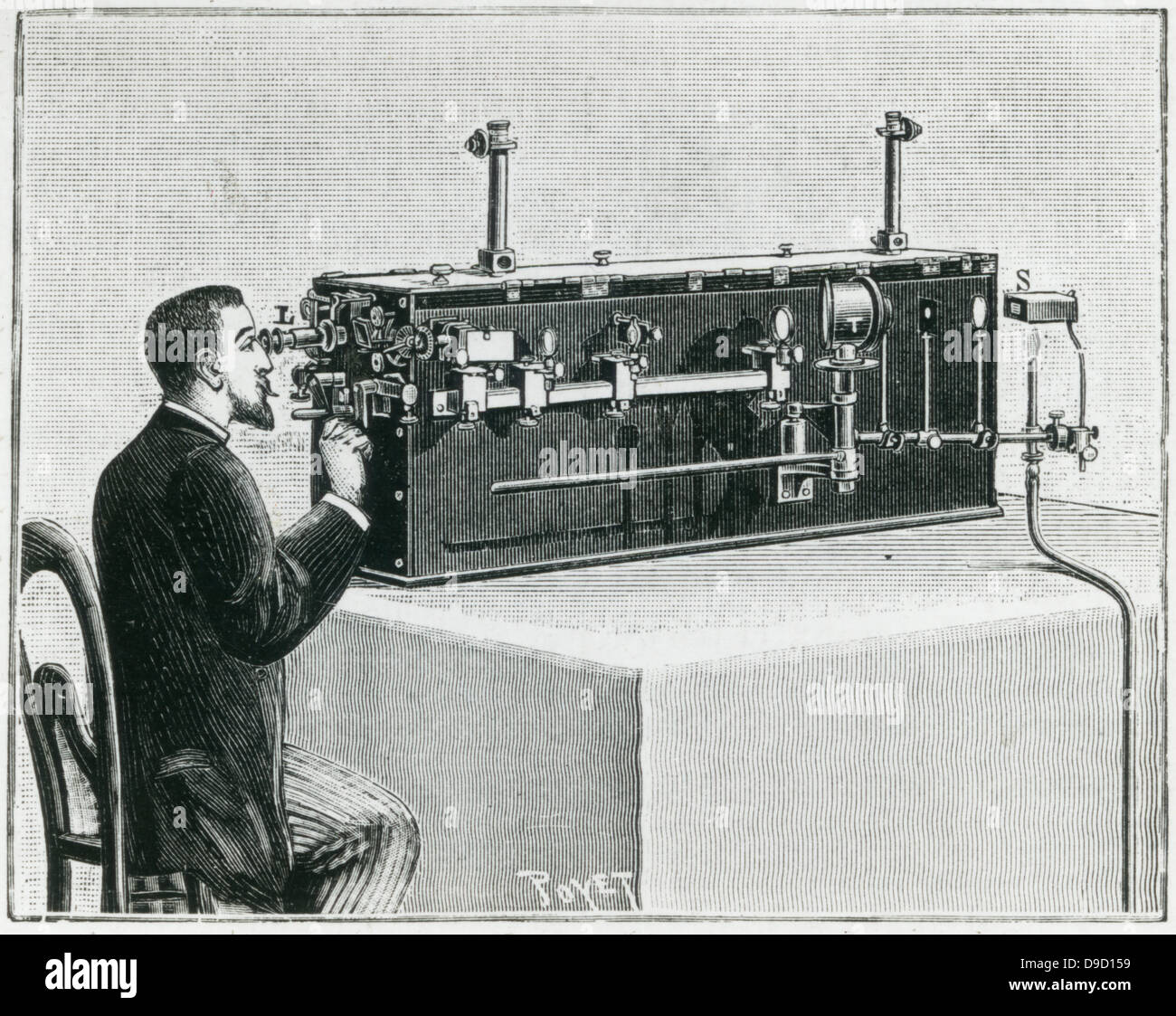 Albert Abraham Michelson (1852-1931), son interféromètre pour mesurer la vitesse de te reçoit le Prix Nobel de physique en 1907. Banque D'Images