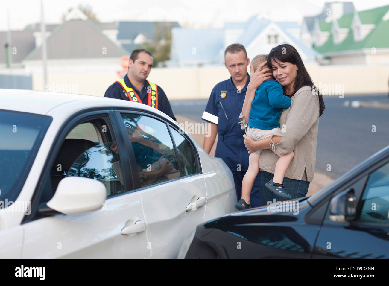 Scène d'accident de voiture Banque D'Images