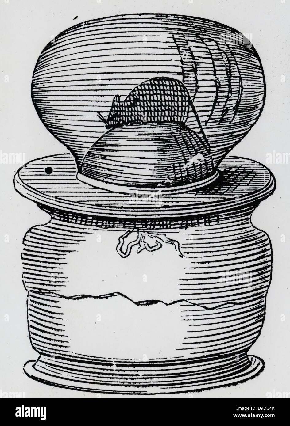 John Mayow's (1640-1679) expérience pour prouver le volume d'air est diminué par la respiration. De son ''Tractatus quinque medico-physici'', 1674. Banque D'Images