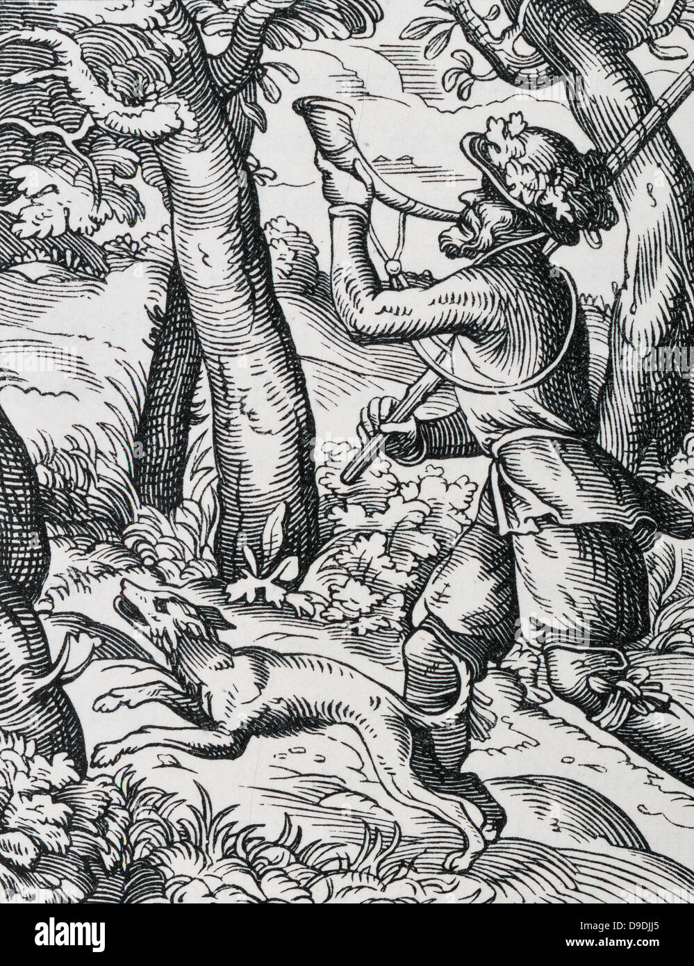 Le chasseur. 16e siècle gravure sur bois par Jost Amman. Banque D'Images