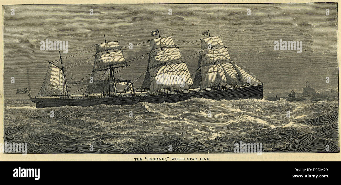 'RMS Oceanic", navire de la White Star Line, formation en cours de 1871-1895. Gravure Banque D'Images
