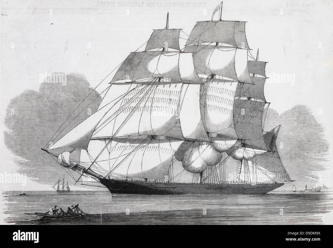 American tea clipper navire 'sorcière de la vague' dans la Tamise, Londres, 1852. Banque D'Images