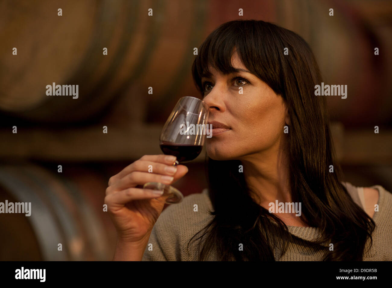 En barriques de vin d'échantillonnage Banque D'Images