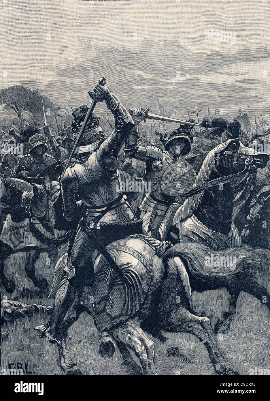 La guerre des roses. Champ de bataille de Bosworth, 22 août 1485. Banque D'Images