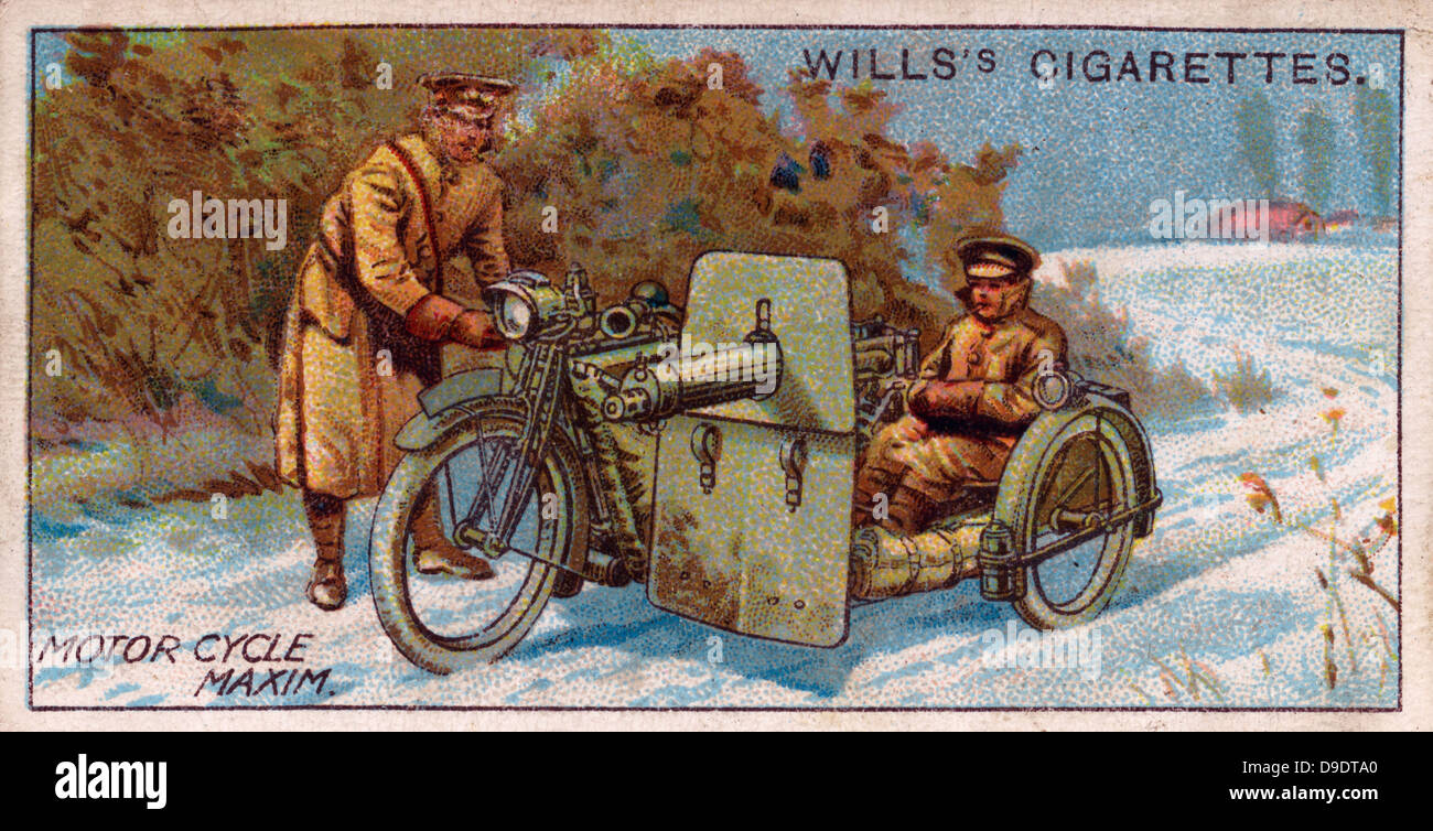 Les moteurs militaires, série 1916 : Cycle moteur britannique canon Maxim Banque D'Images