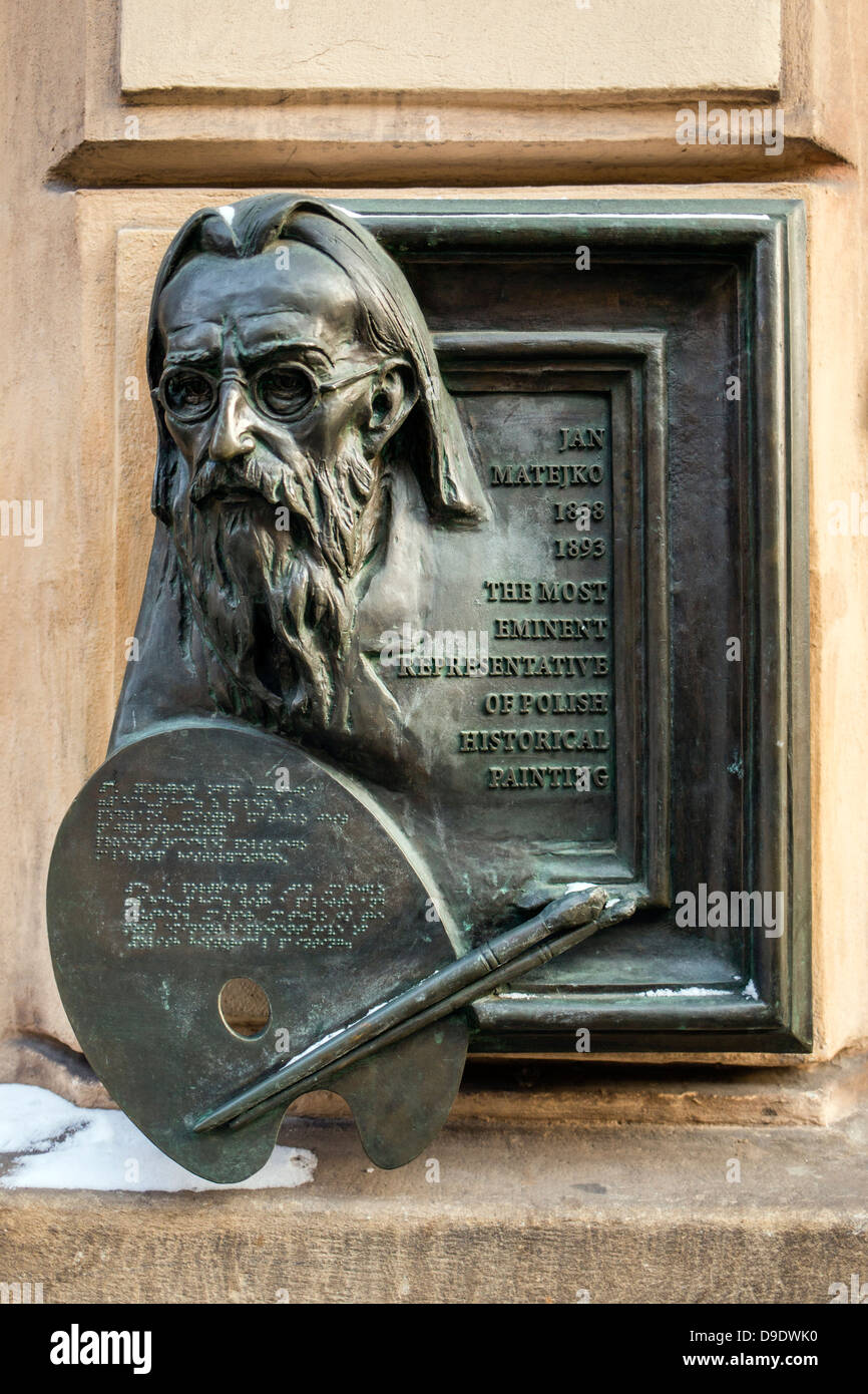 Sculpture de Jan Matejko, peintre polonais du xixe siècle, Cracovie, Pologne, Europe orientale, Europe Banque D'Images