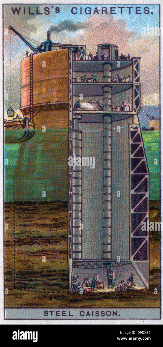Merveilles d'ingénierie, 1927 : caisson en acier de type utilisé sur la construction de pont du Forth. Banque D'Images