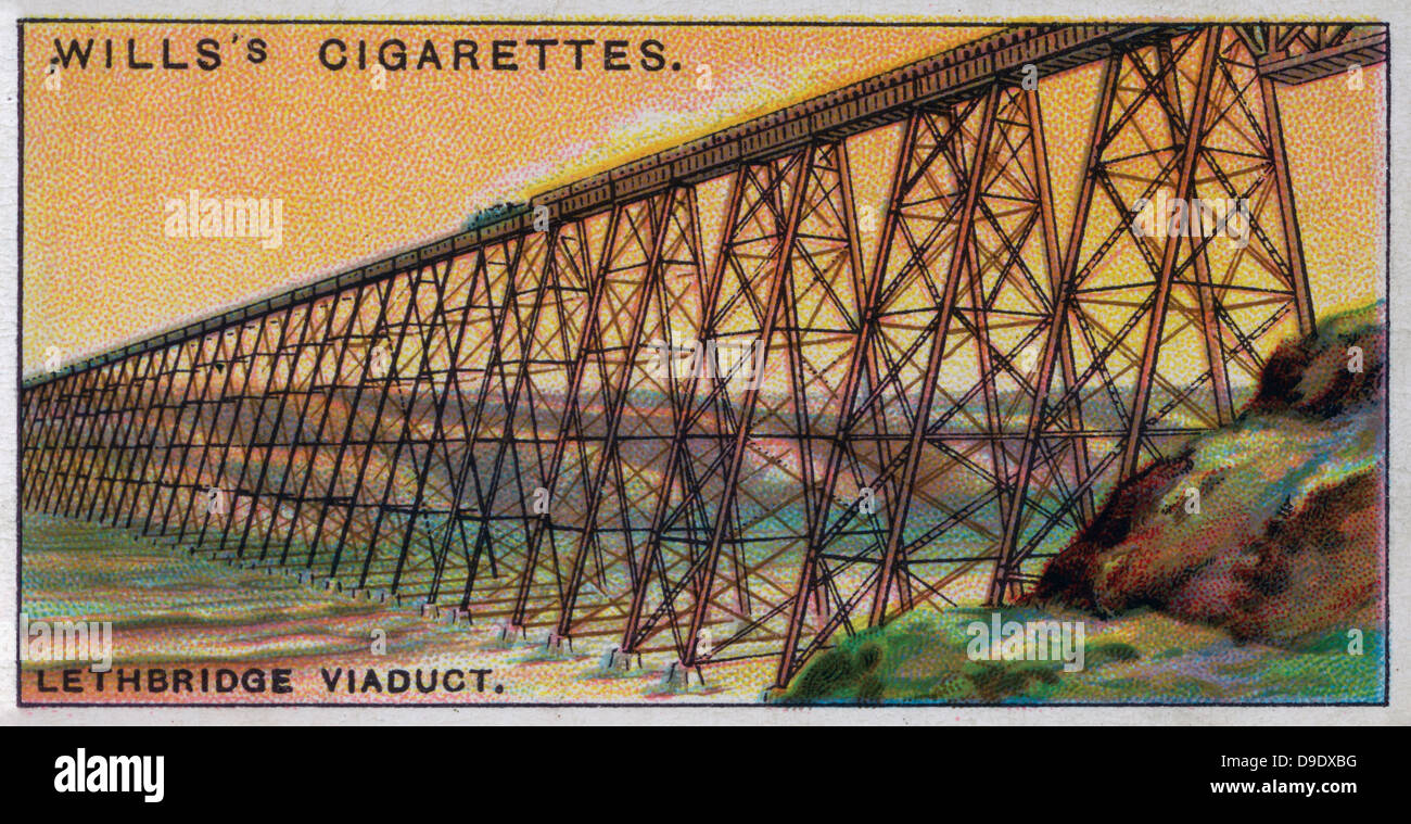 Merveilles d'ingénierie, 1927 : Viaduc de Lethbridge, l'ensemble Belly River, Canada. Banque D'Images
