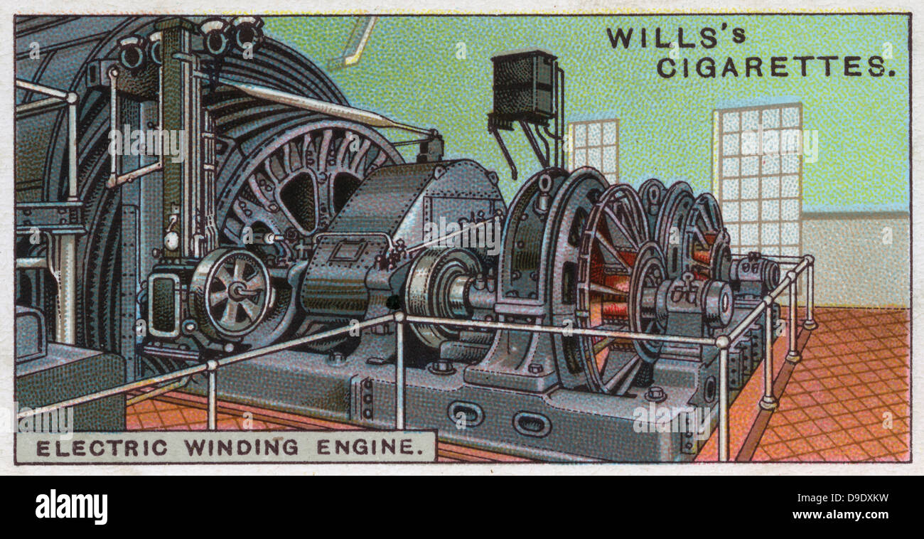 Merveilles d'ingénierie, 1927 : liquidation électrique moteur à un Yorkshire mine de charbon. Banque D'Images