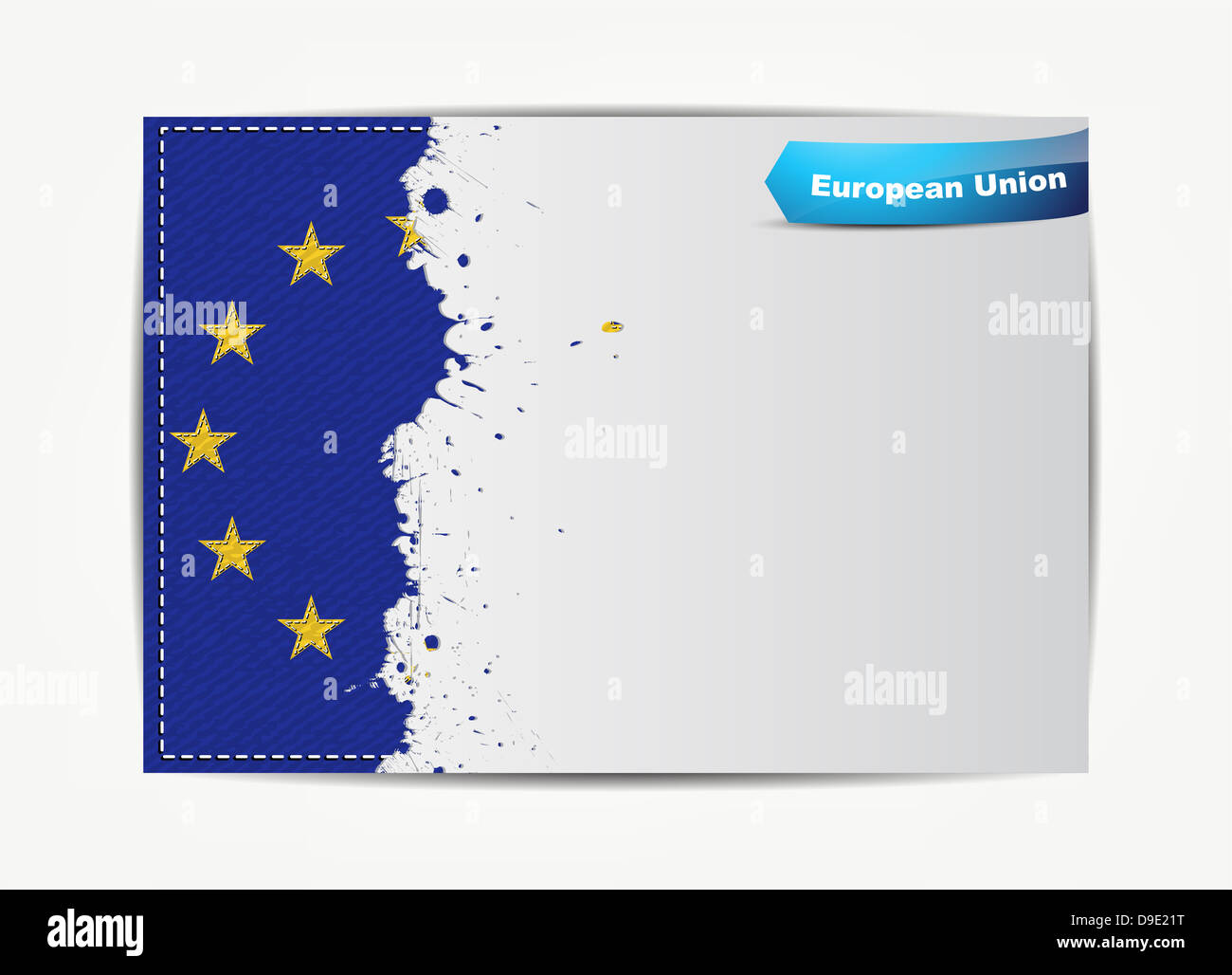 Drapeau de l'Union européenne cousu avec grunge frame papier pour votre texte avec le nom du pays. Banque D'Images