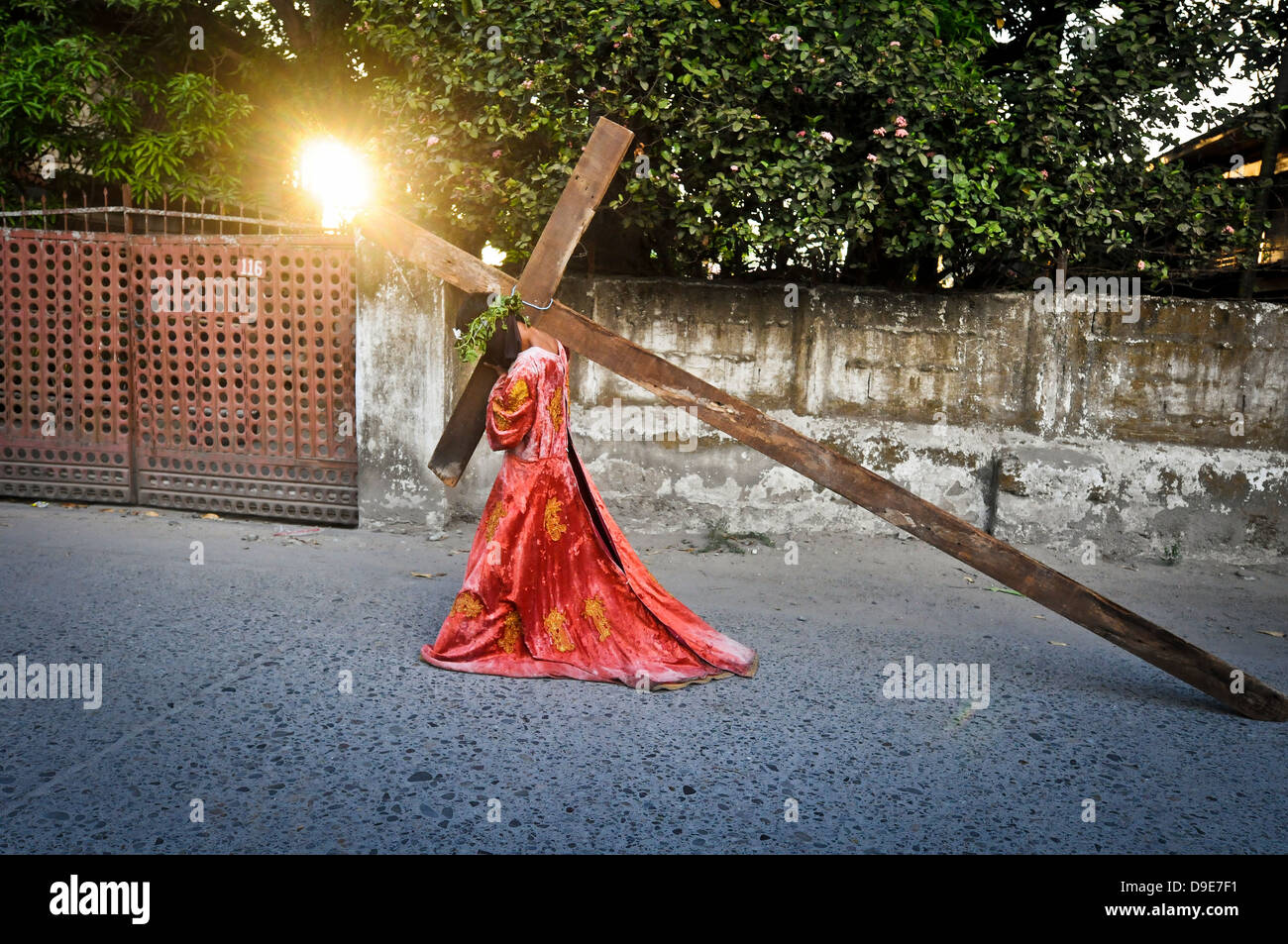 Les célébrations de Pâques, y compris du vrai crucifixions, à San Fernando, Philippines Banque D'Images