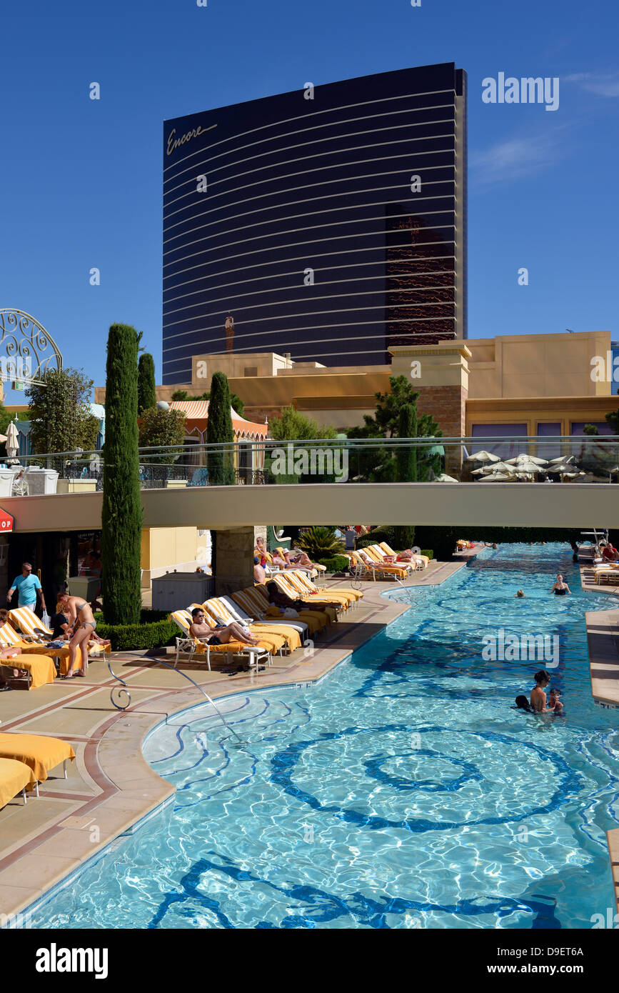 Piscine hôtel cinq étoiles casino Wynn and Encore, Las Vegas, Nevada, États-Unis d'Amérique, USA Banque D'Images