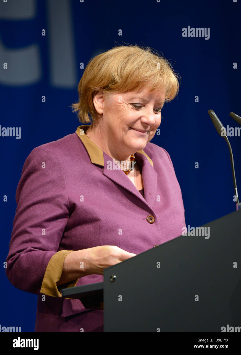 Discours de la chancelière fédérale Angela Merkel femme CDU, Stuttgart, Germany, Europe Banque D'Images