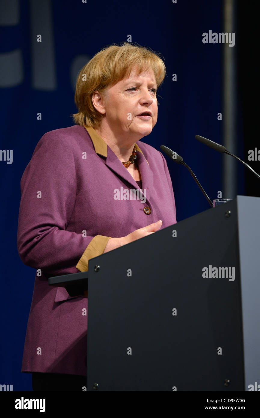 Discours de la chancelière fédérale Angela Merkel femme CDU, Stuttgart, Germany, Europe Banque D'Images