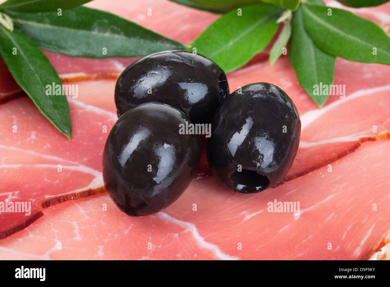 Avec Jambon Jambon d'olive noire et d'olive noire Banque D'Images
