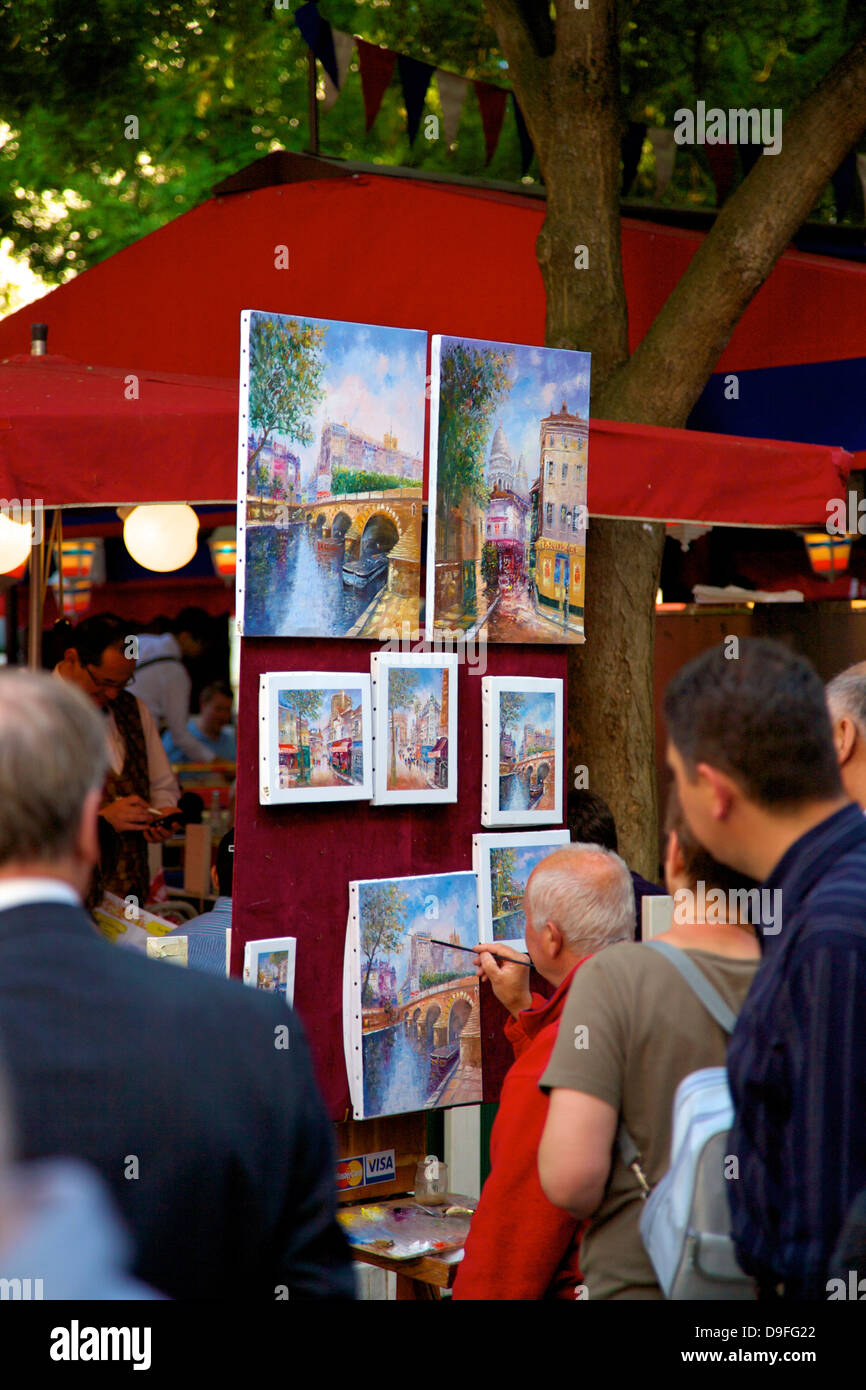 Marché de l'artiste, Montmartre, Paris, France Banque D'Images