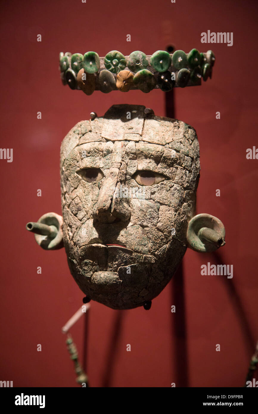 Masque de la Reine rouge à partir de la tombe à Temple XIII, Musée de Palenque, Zone Archéologique de Palenque, Chiapas, Mexique Banque D'Images