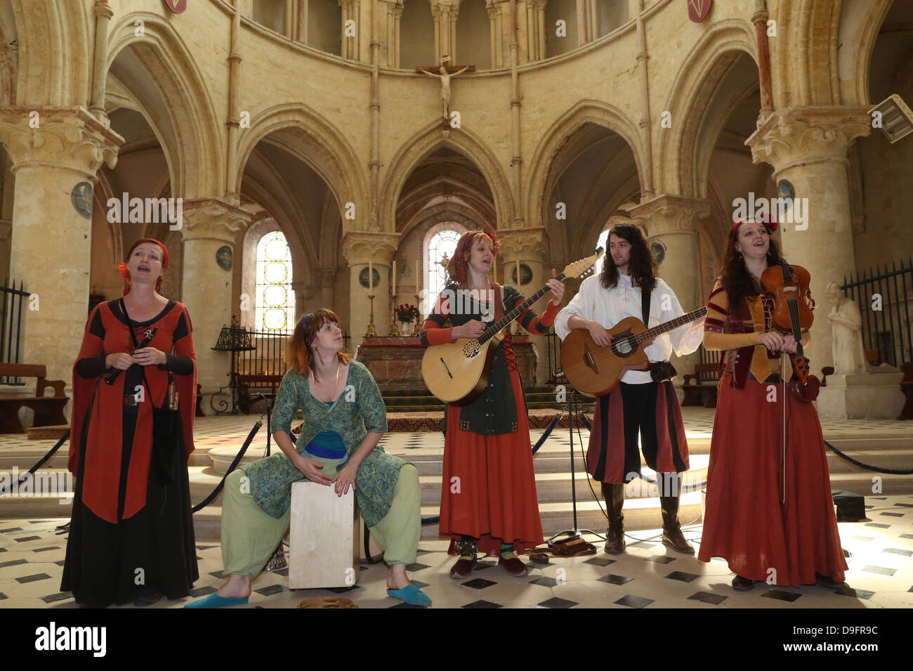 La musique médiévale, la fête médiévale de Provins, classée au Patrimoine Mondial de l'UNESCO, Seine-et-Marne, Ile-de-France, France Banque D'Images