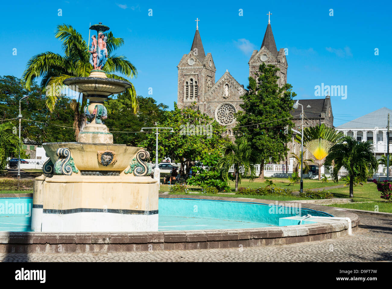 La place de l'indépendance à Basseterre, Saint Kitts, Saint Kitts et Nevis, Iles sous le vent, Antilles, Caraïbes Banque D'Images