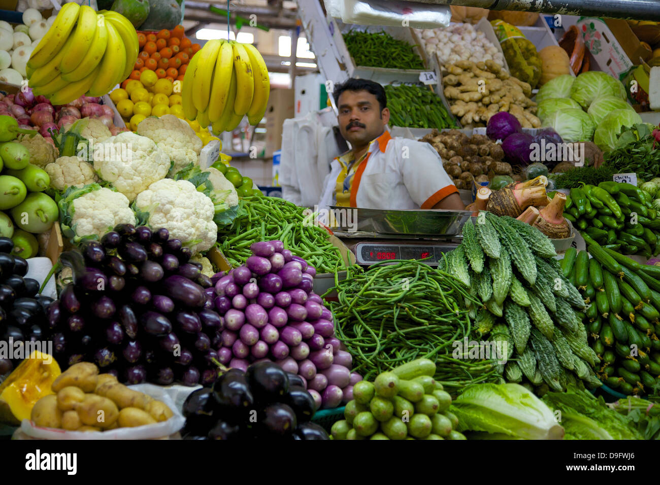 Marché de la viande et légumes, Al Ain, Abou Dhabi, Émirats arabes unis, Moyen Orient Banque D'Images