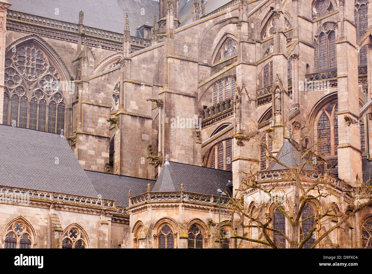 Des arcs-boutants sur St.-Julien du Cathédrale du Mans, Le Mans, Sarthe, Pays de la Loire, France Banque D'Images