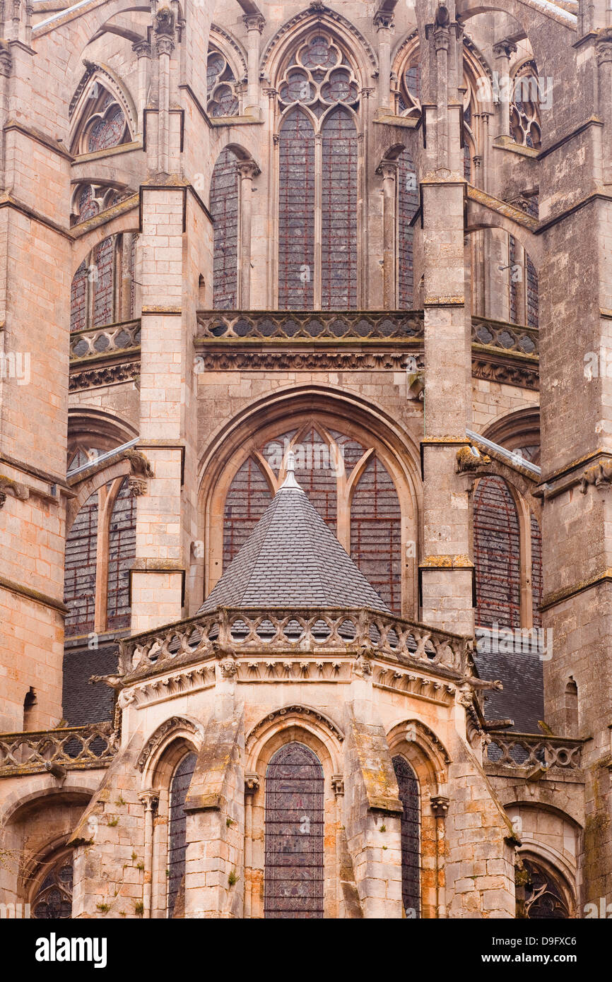 Des arcs-boutants sur St.-Julien du Cathédrale du Mans, Le Mans, Sarthe, Pays de la Loire, France Banque D'Images