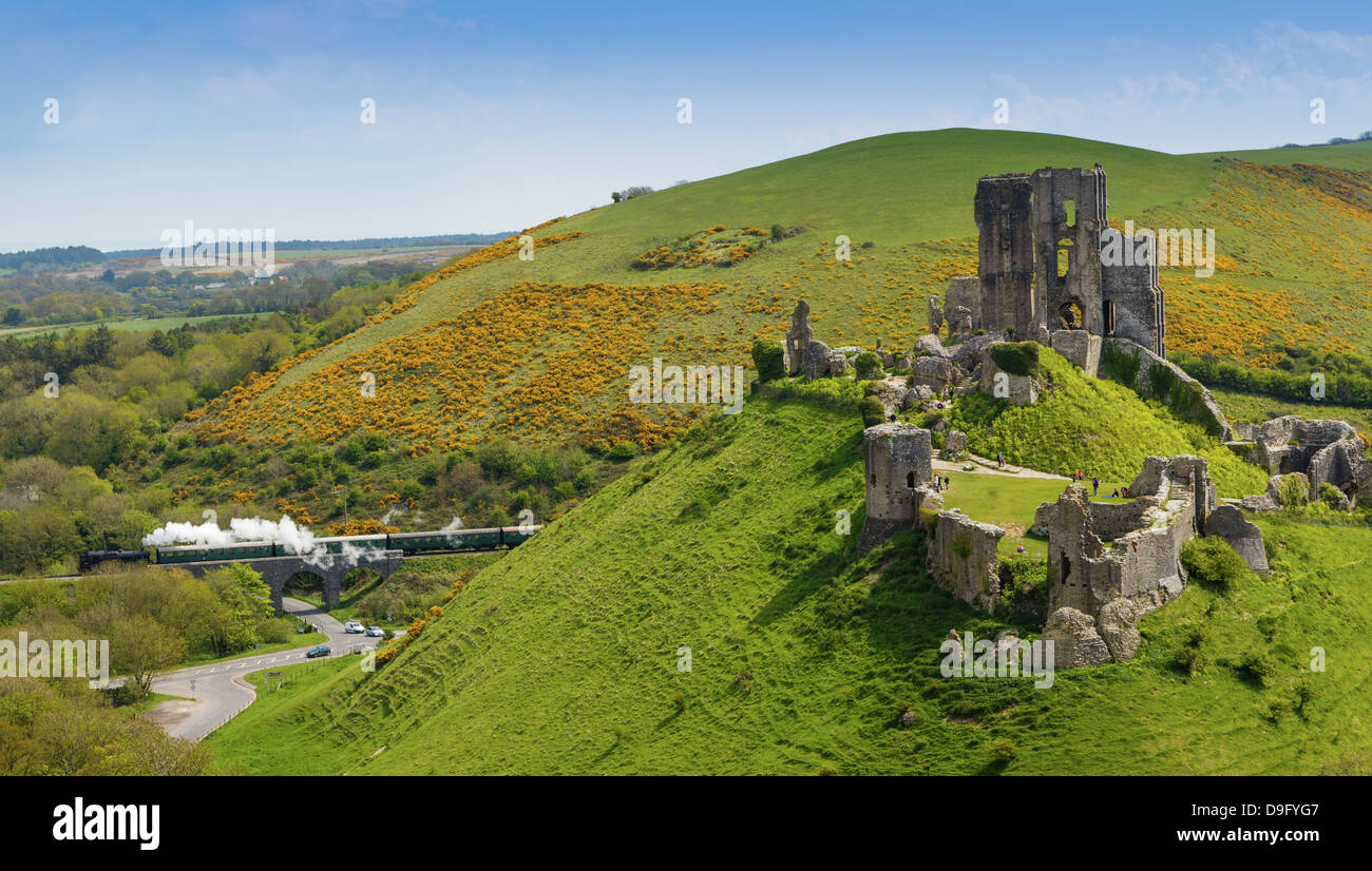 Château de Corfe, à l'île de Purbeck Dorset, Angleterre Banque D'Images