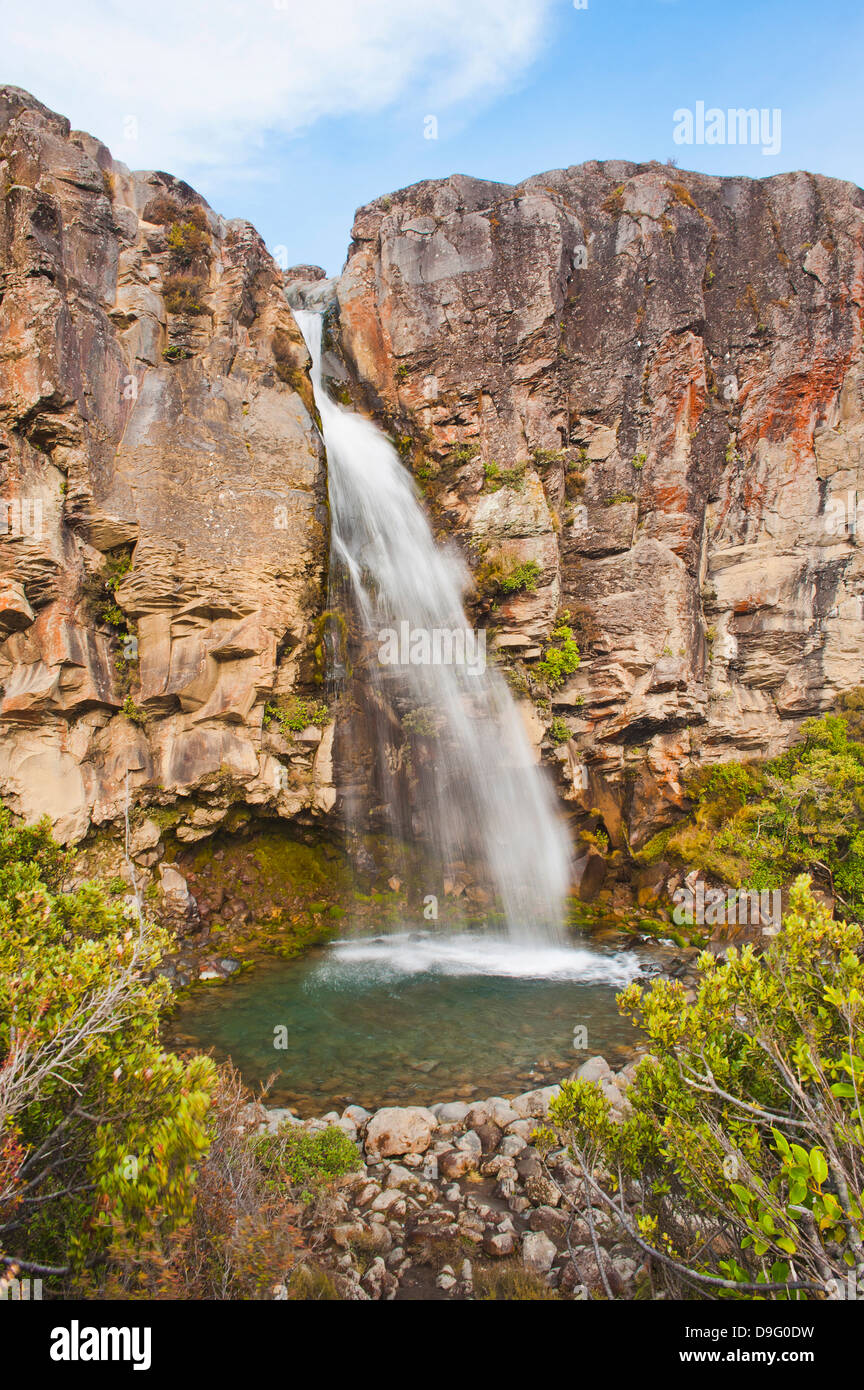 Taranaki Falls, River Valley, Parc National de Tongariro, Site du patrimoine mondial de l'UNESCO, l'Île du Nord, Nouvelle-Zélande Banque D'Images