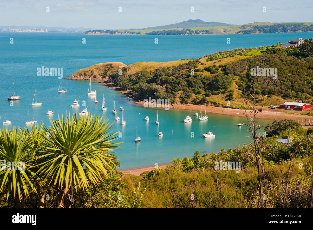 Bateaux à voile sur l'île de Waiheke, Auckland, île du Nord, Nouvelle-Zélande Banque D'Images