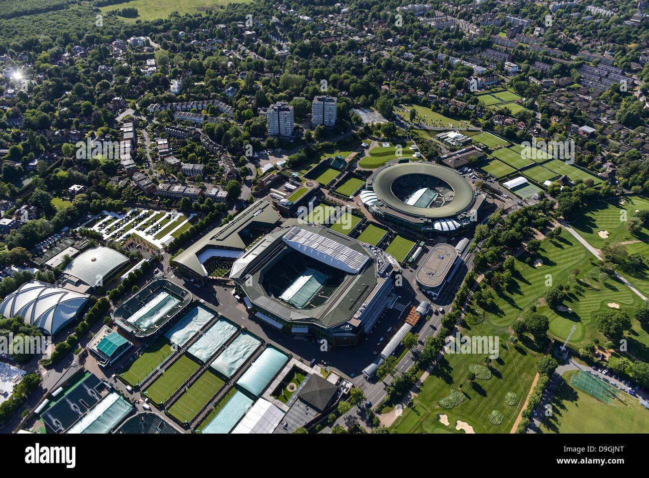 Photographie aérienne des tribunaux de Wimbledon Banque D'Images