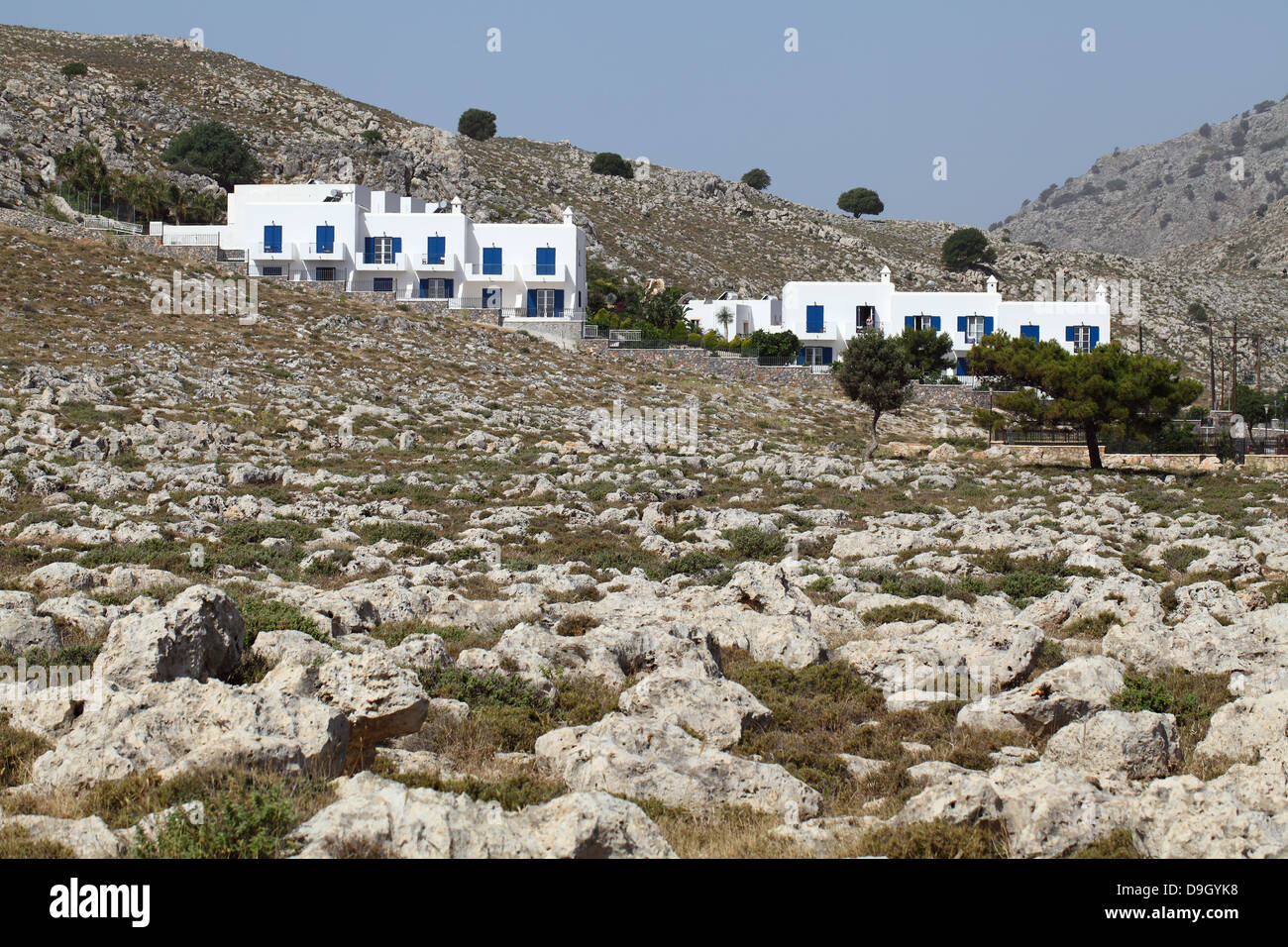 Le village traditionnel de Lindos à Rhodes island de Dodécanèse en Grèce Banque D'Images