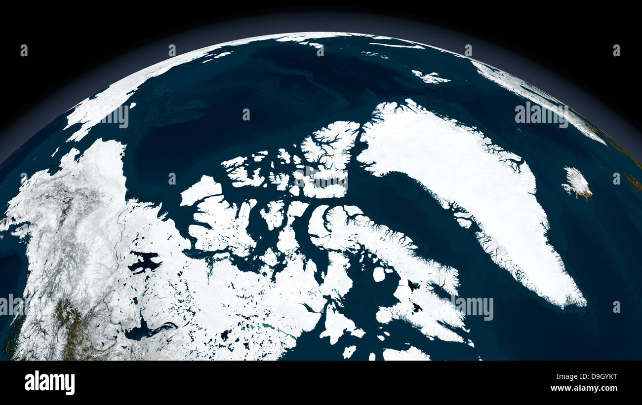 Vue sur le Groenland et l'océan Arctique. Banque D'Images