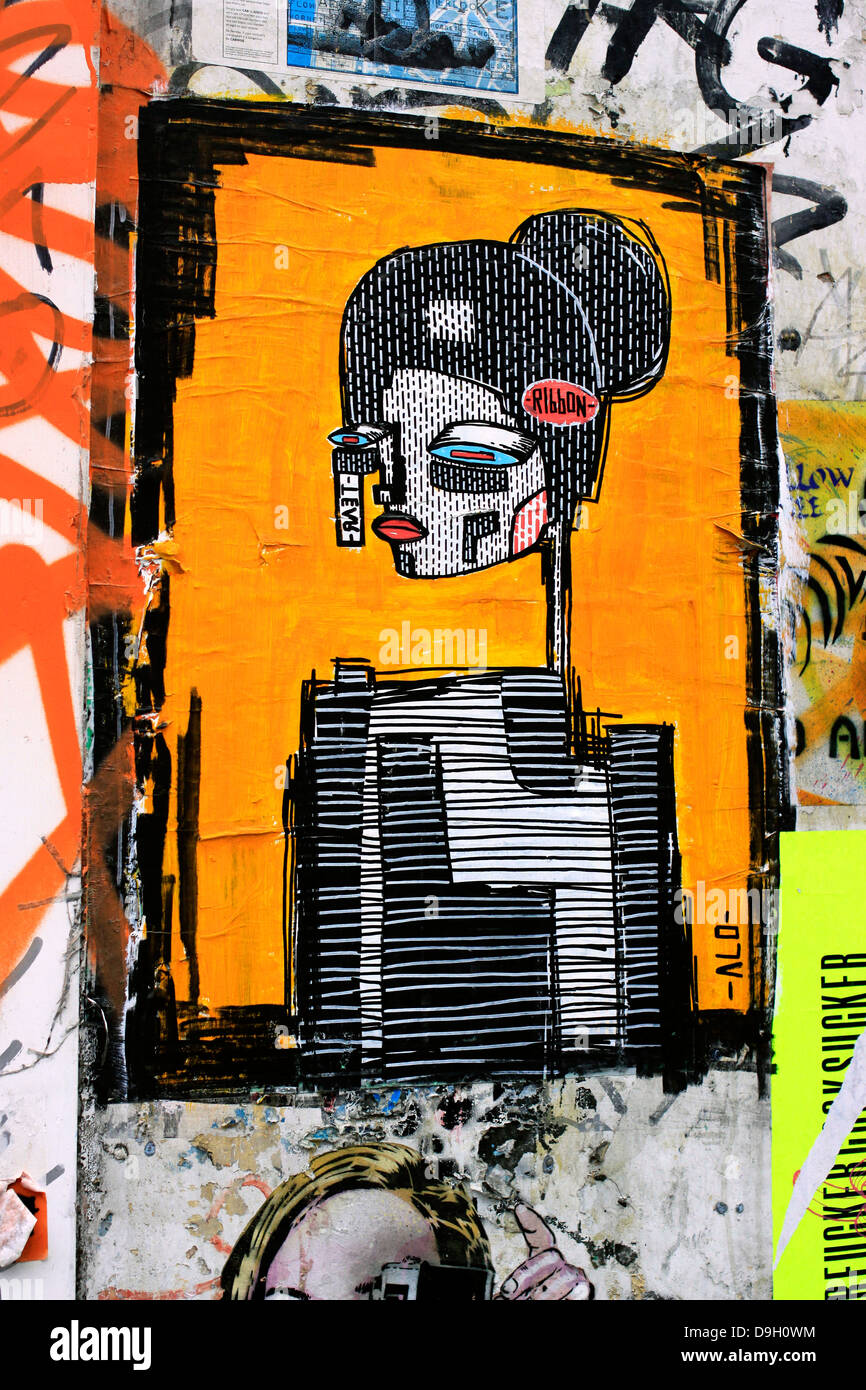Street Art Par Alo à Shoreditch, East London Banque D'Images