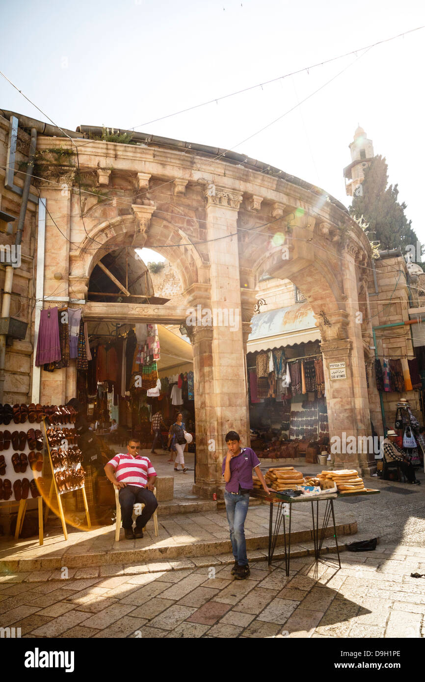 L'entrée de marché Aftimos dans la vieille ville, Jérusalem, Israël. Banque D'Images