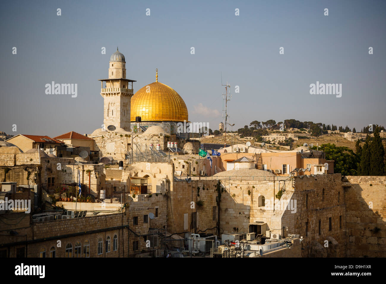 Vue sur le dôme du Rocher mosquée, Jérusalem, Israël. Banque D'Images