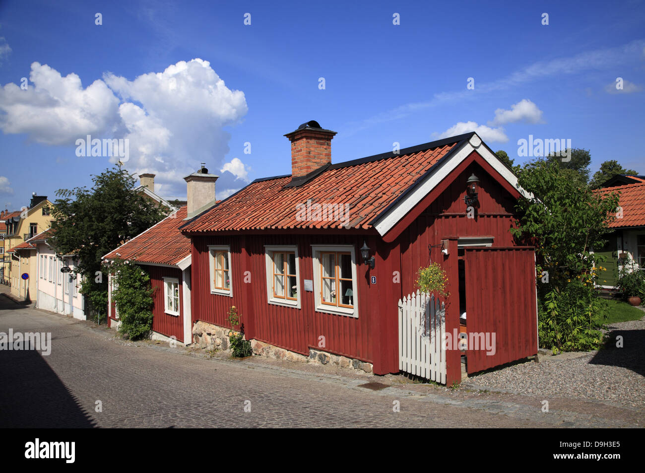 De vieilles maisons dans Straengnaes près de Stockholm, Suède, Scandinavie Banque D'Images