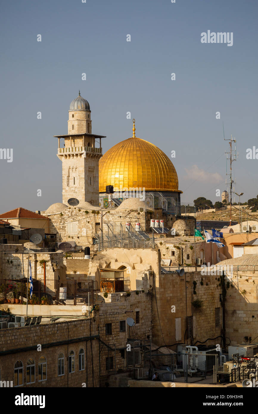 Vue sur le dôme du Rocher mosquée, Jérusalem, Israël. Banque D'Images