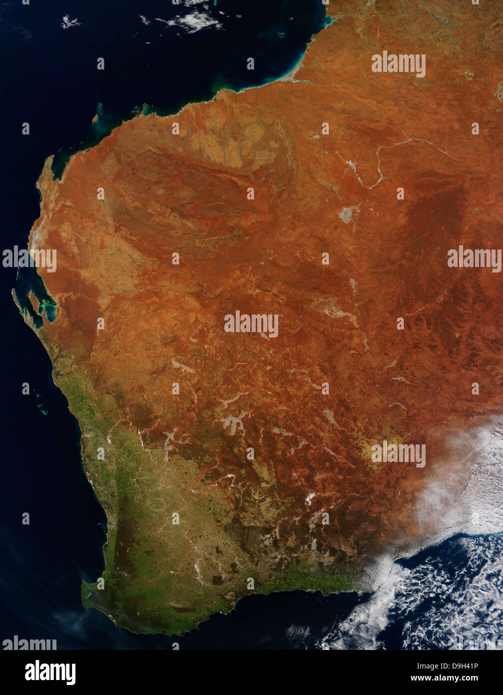 Vue Satellite de l'Australie occidentale. Banque D'Images