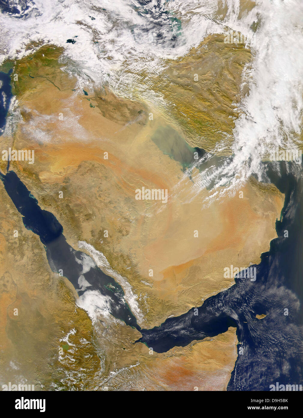 La poussière et la fumée sur l'Irak et le Moyen-Orient. Banque D'Images