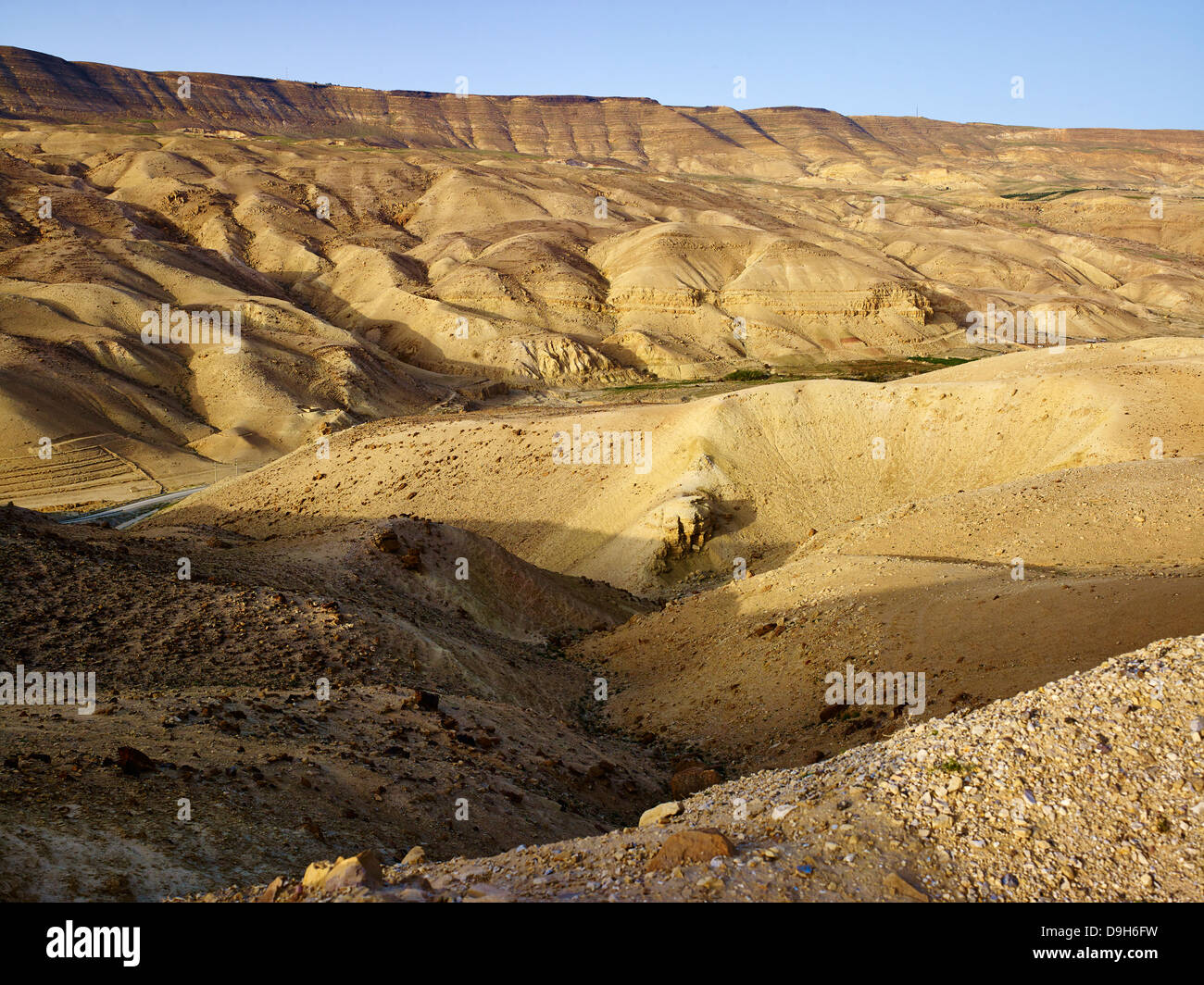 Wadi al Hasa avec barrage Tannur, Karak/ Province Tafilah, Jordanie, Moyen-Orient Banque D'Images