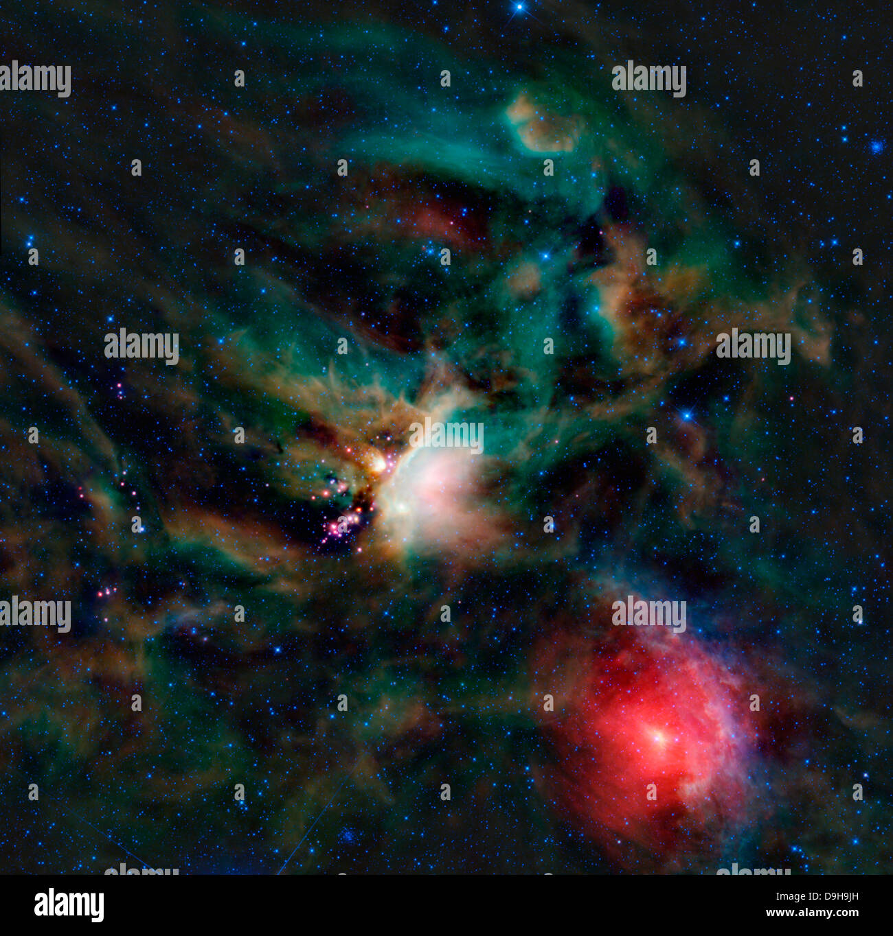 Le nuage de Rho Ophiuchi complexe. Banque D'Images