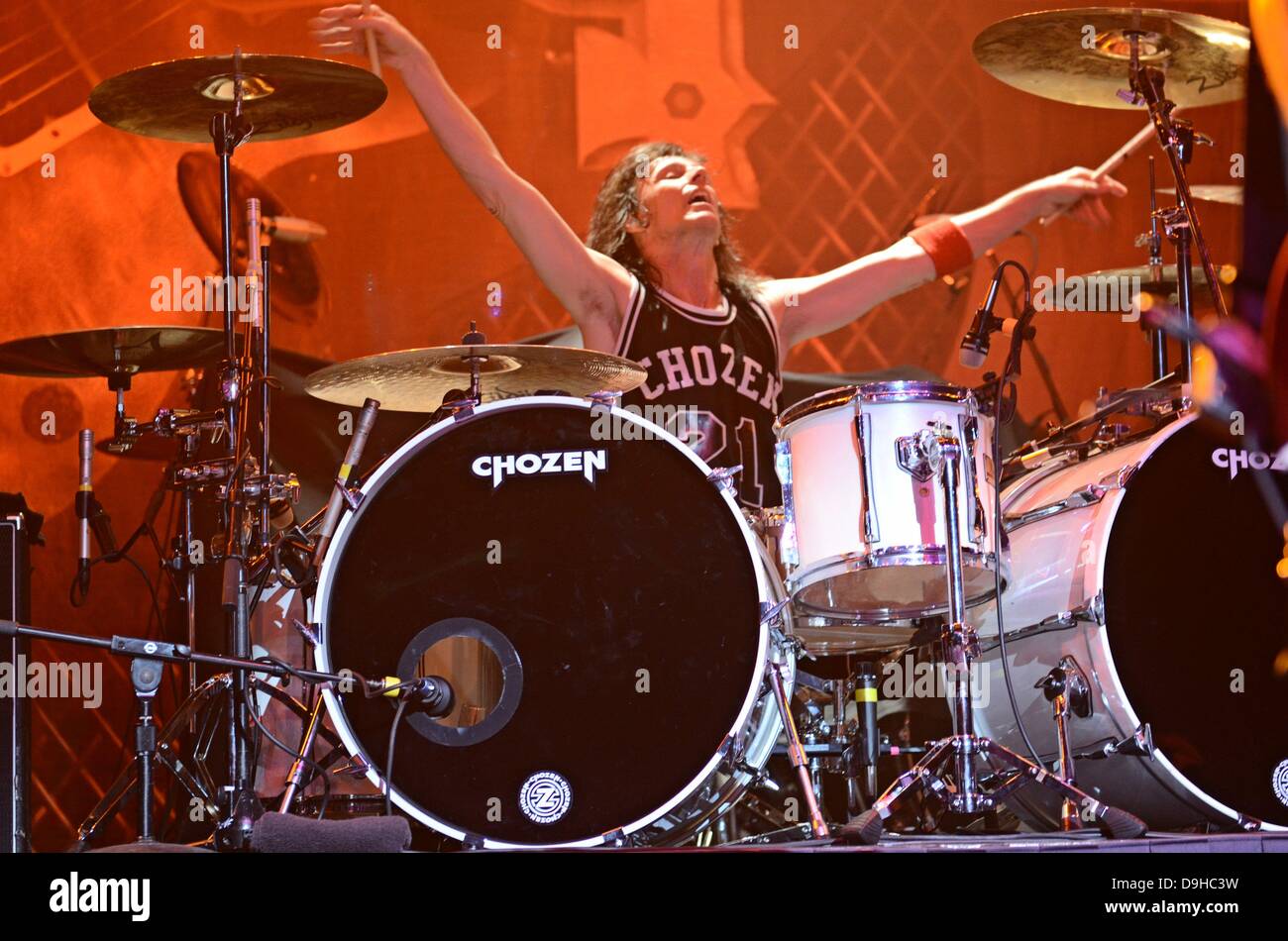 31 mai 2013 - Californie, USA - 31 mai 2013 - Anaheim, Californie, USA - abattage batteur ZOLTAN CHANEY effectue pendant les bandes fixé à la City National Park d'Anaheim. (Crédit Image : © Valerie Nerres/ZUMAPRESS.com) Banque D'Images